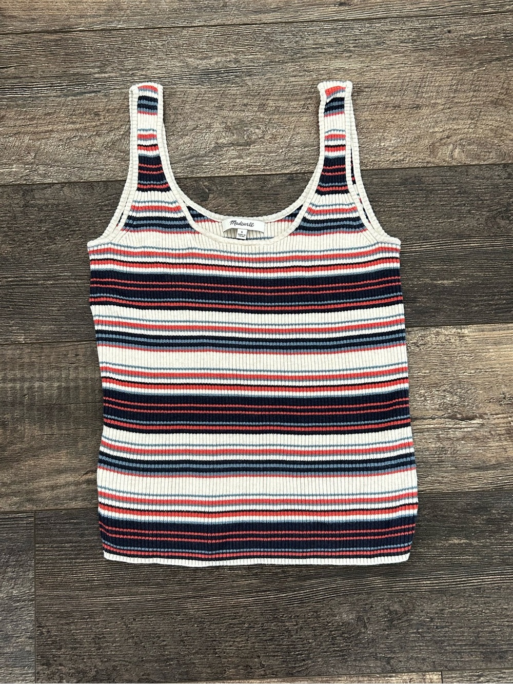 Madewell Striped Scoop Neck Ribbed Tank top Womens Size Small Basic